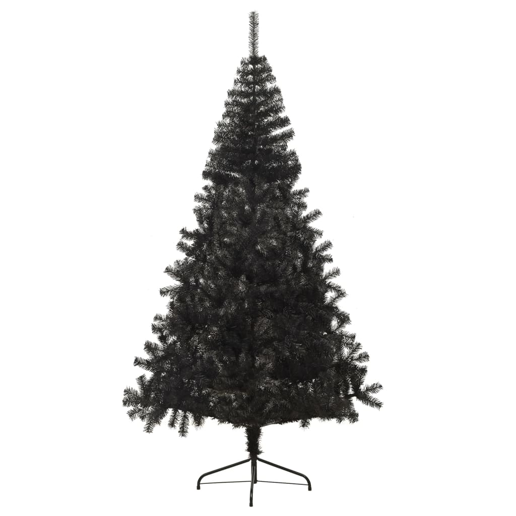 Artificial Half Christmas Tree with Stand Black 7 ft PVC