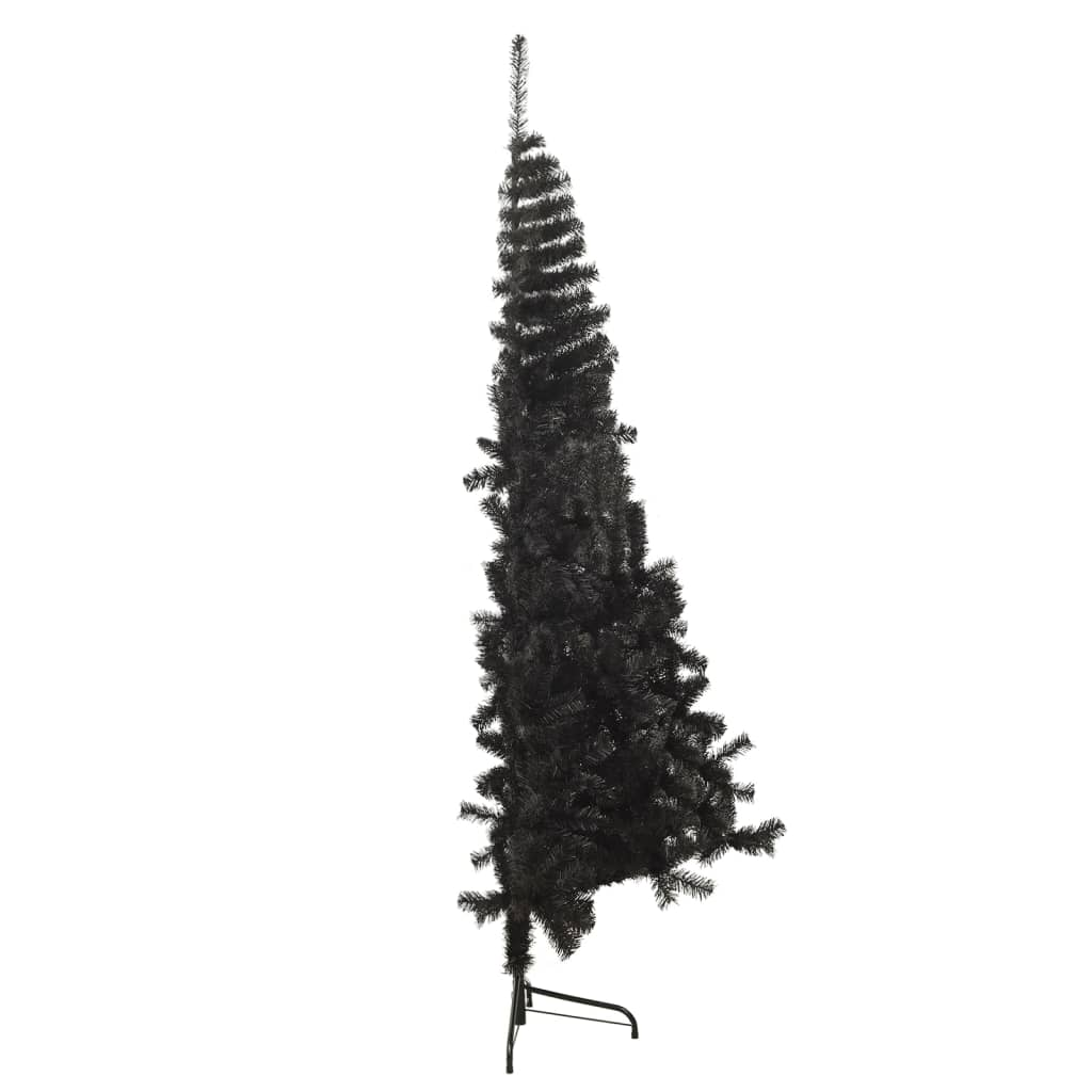 Artificial Half Christmas Tree with Stand Black 7 ft PVC