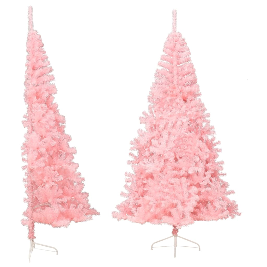 Artificial Half Christmas Tree with Stand Pink 7 ft PVC