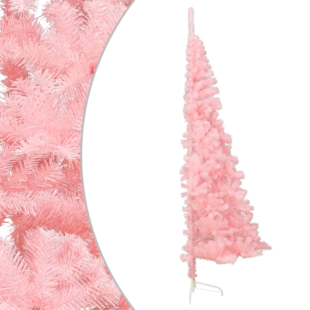 Artificial Half Christmas Tree with Stand Pink 7 ft PVC