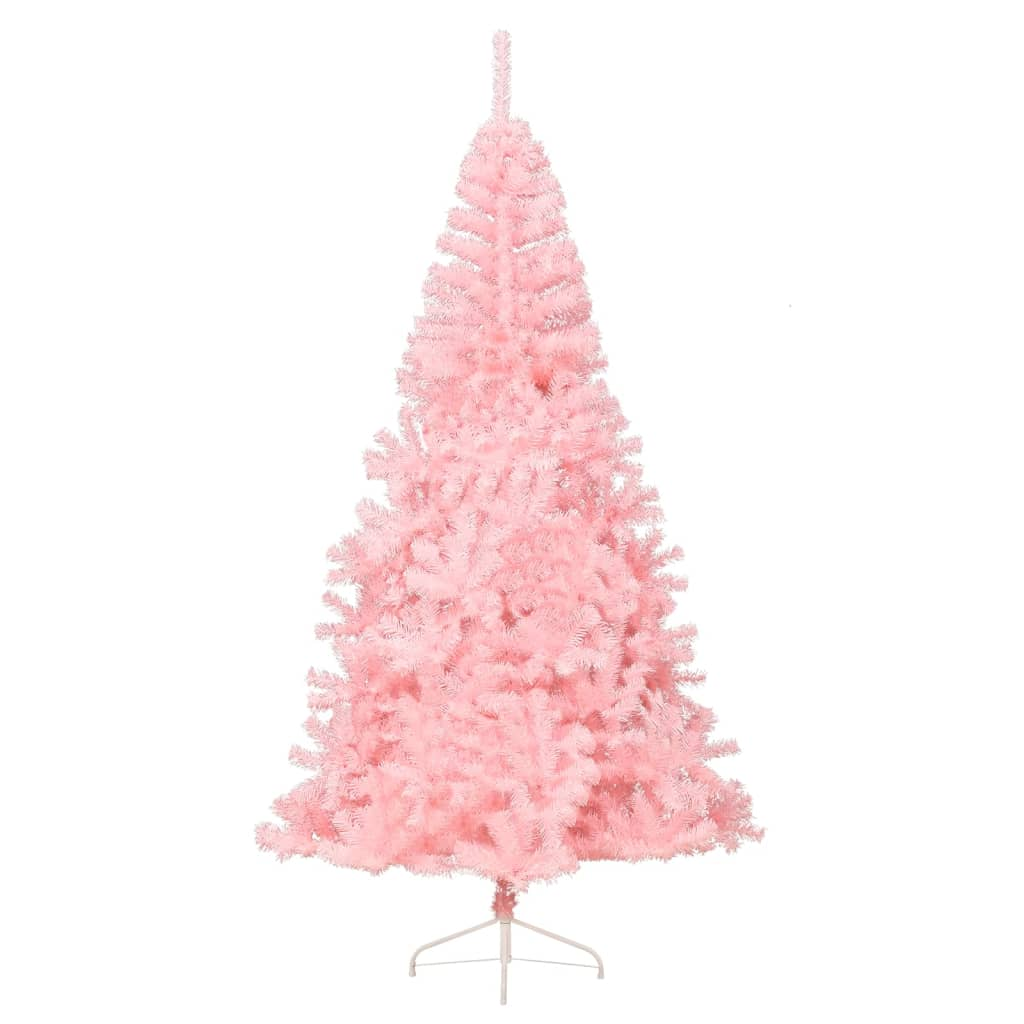 Artificial Half Christmas Tree with Stand Pink 7 ft PVC