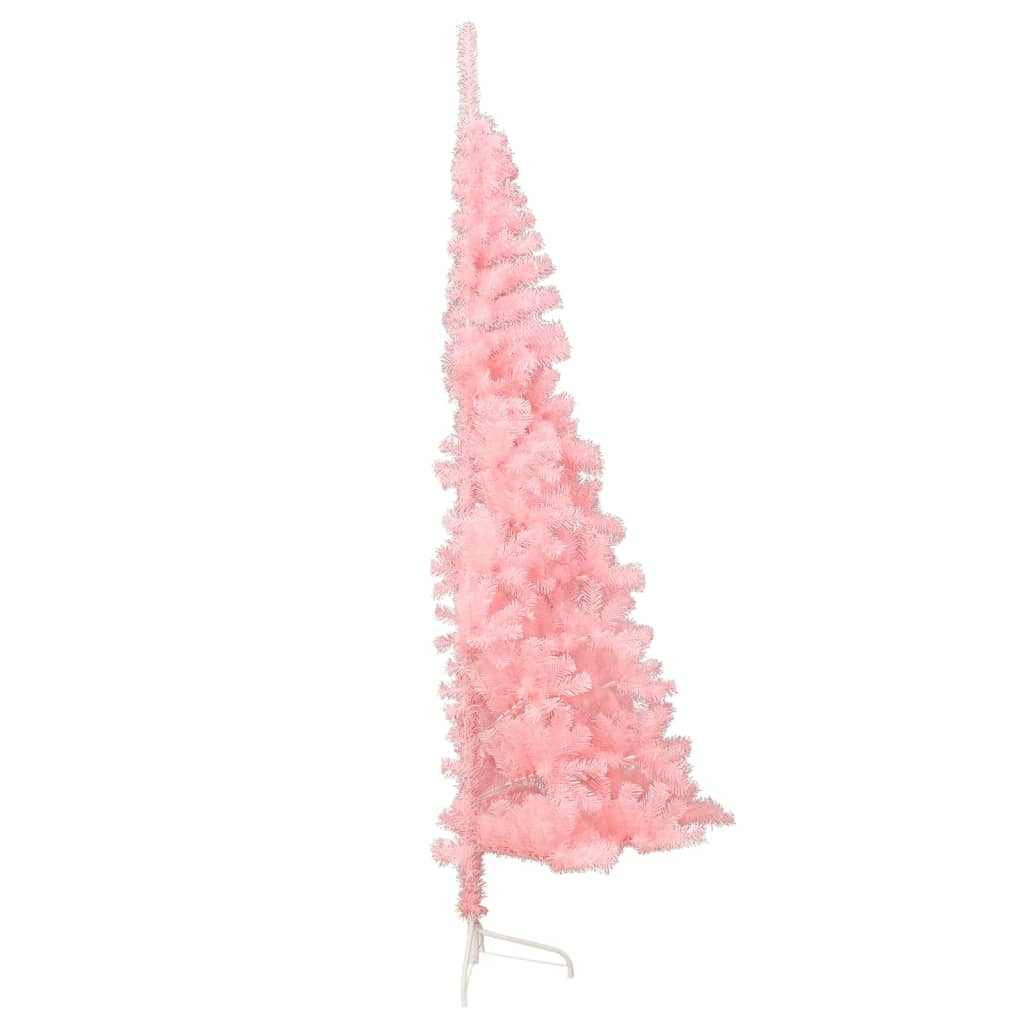 Artificial Half Christmas Tree with Stand Pink 7 ft PVC