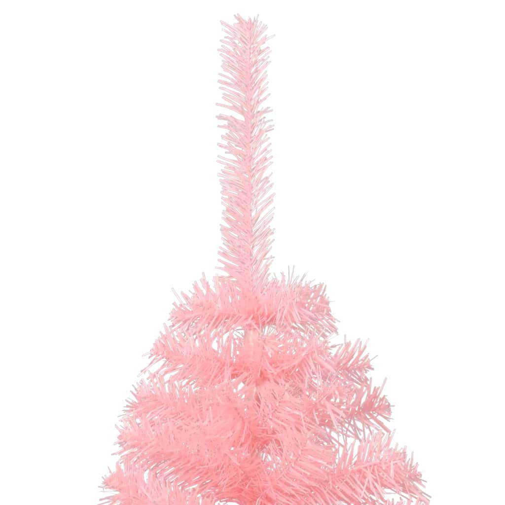 Artificial Half Christmas Tree with Stand Pink 7 ft PVC