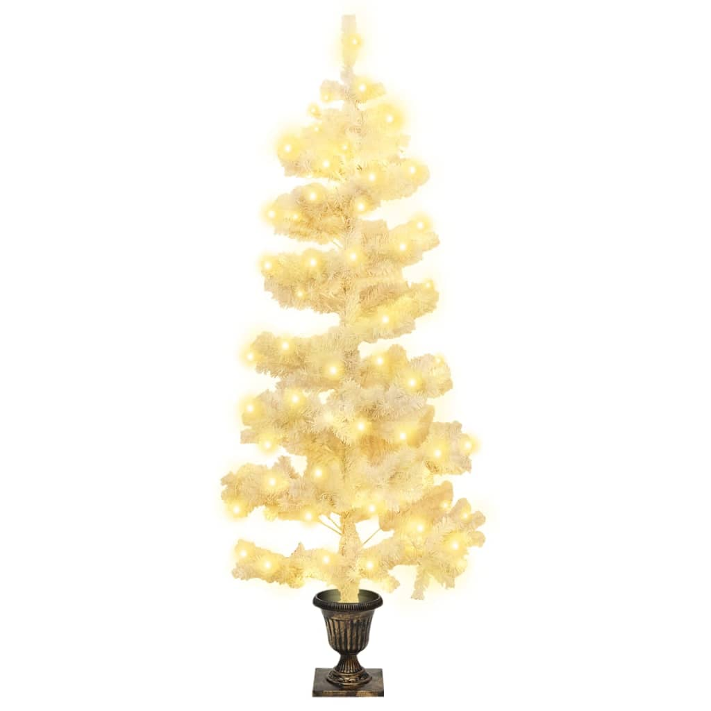 Swirl Pre-lit Christmas Tree with Pot White 4 ft PVC