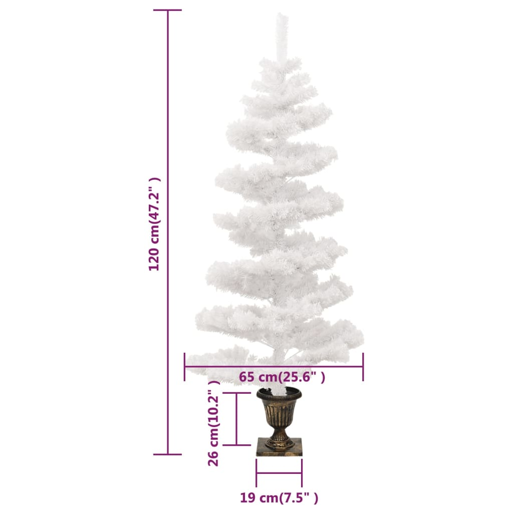 Swirl Pre-lit Christmas Tree with Pot White 4 ft PVC