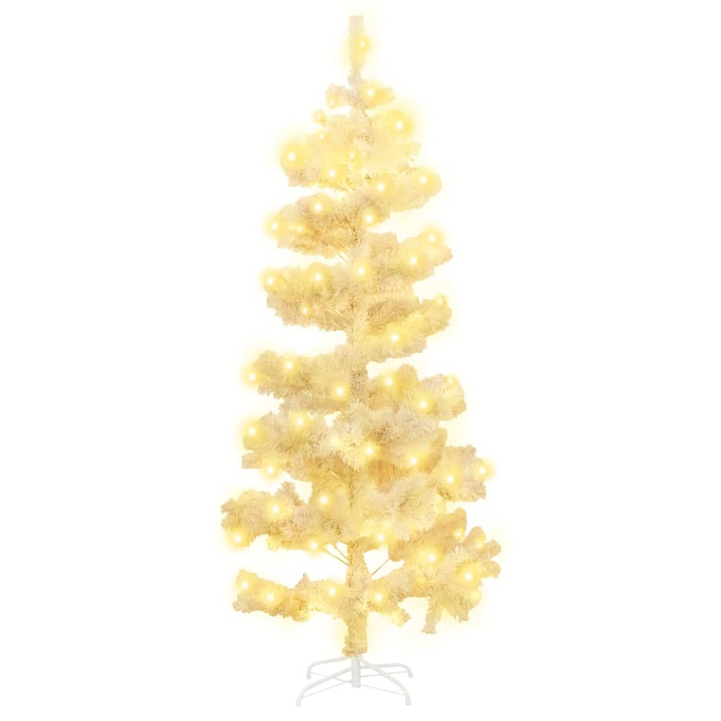 Swirl Pre-lit Christmas Tree with Stand White 5 ft PVC