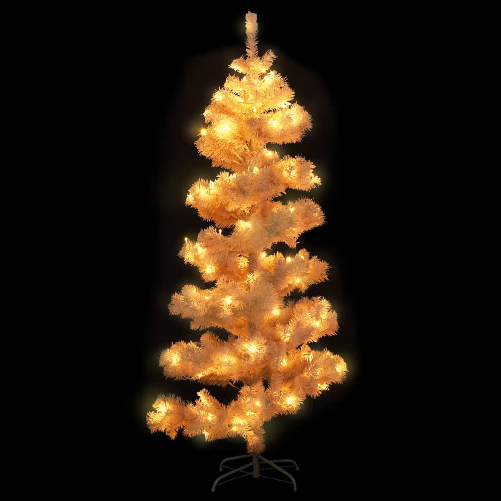 Swirl Pre-lit Christmas Tree with Stand White 5 ft PVC