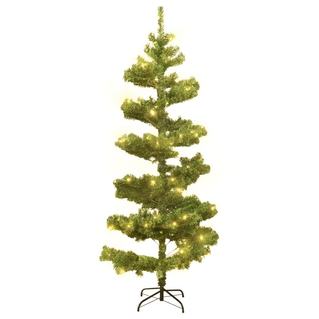 Swirl Pre-lit Christmas Tree with Stand Green 5 ft PVC