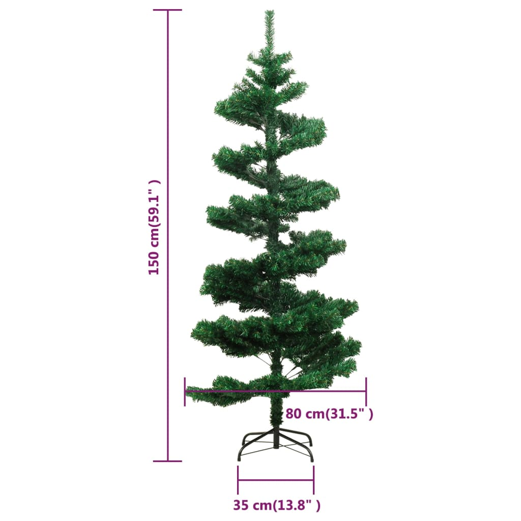 Swirl Pre-lit Christmas Tree with Stand Green 5 ft PVC