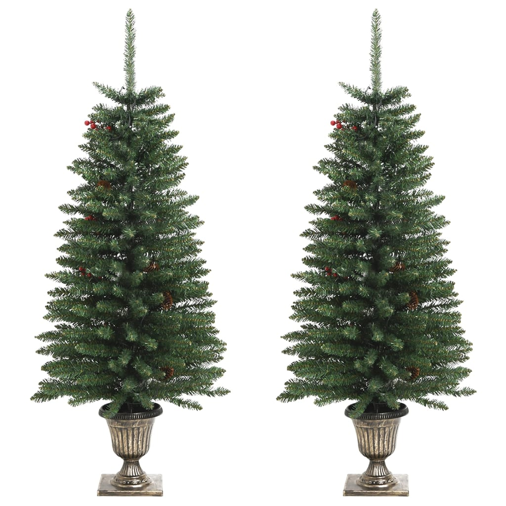 Artificial Christmas Trees 2 pcs with Wreath, Garland and LEDs