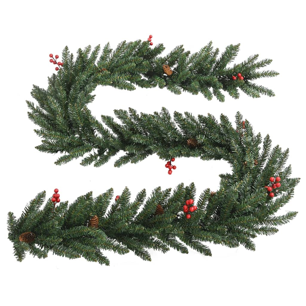 Artificial Christmas Trees 2 pcs with Wreath, Garland and LEDs