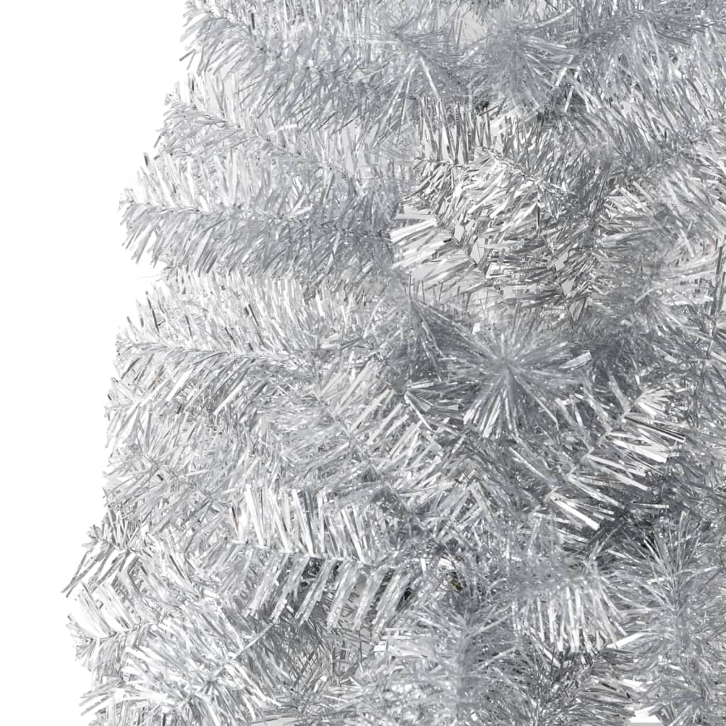 Slim Artificial Half Christmas Tree with Stand Silver 7 ft