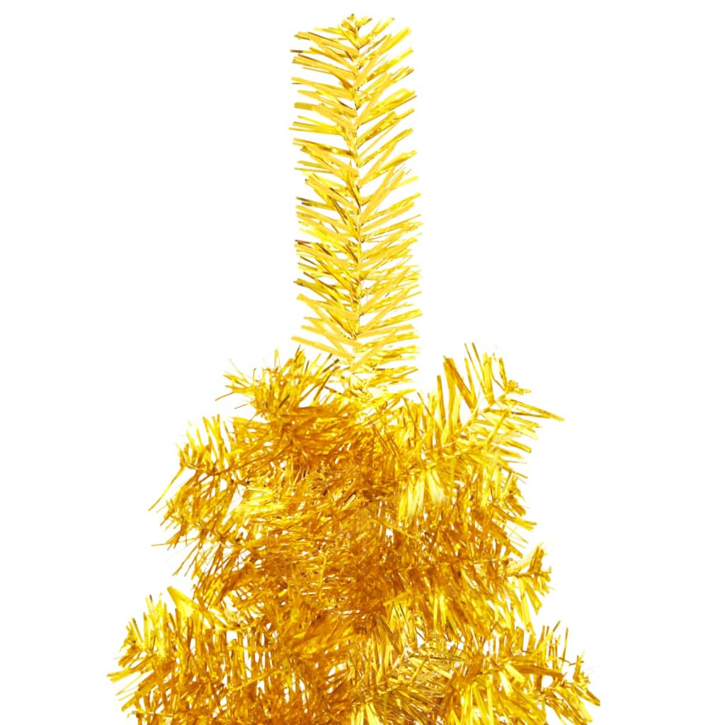 Slim Artificial Half Christmas Tree with Stand Gold 8 ft