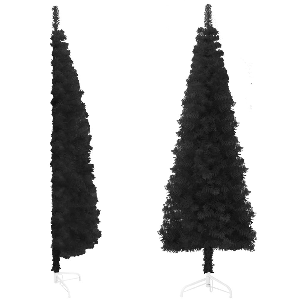 Slim Artificial Half Christmas Tree with Stand Black 5 ft