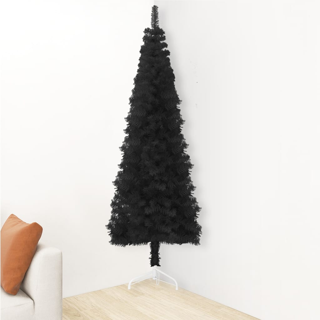 Slim Artificial Half Christmas Tree with Stand Black 5 ft