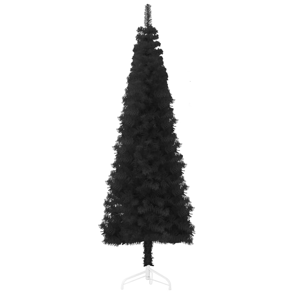 Slim Artificial Half Christmas Tree with Stand Black 5 ft