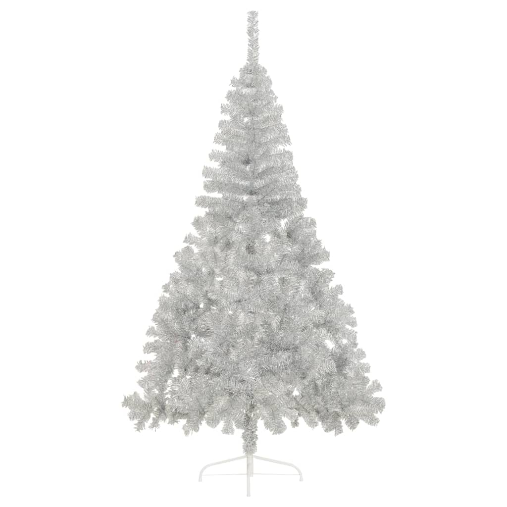 Artificial Half Christmas Tree with Stand Silver 8 ft PET