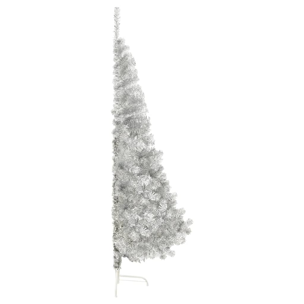 Artificial Half Christmas Tree with Stand Silver 8 ft PET