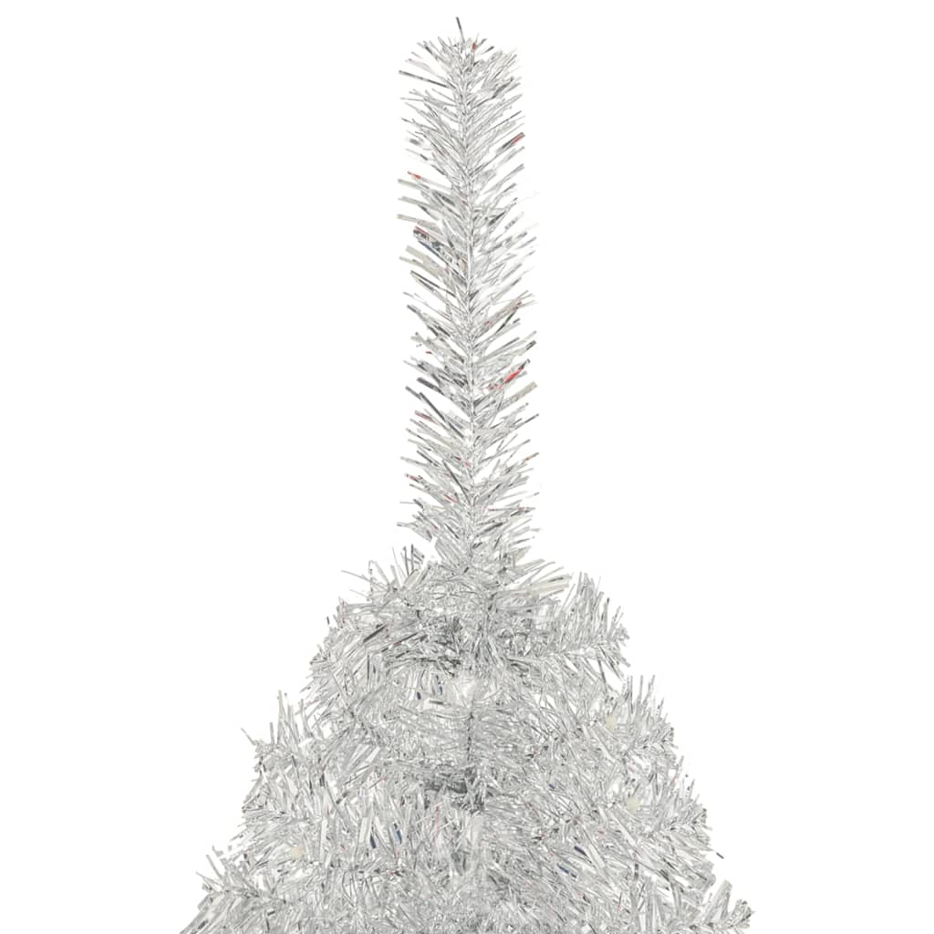 Artificial Half Christmas Tree with Stand Silver 8 ft PET