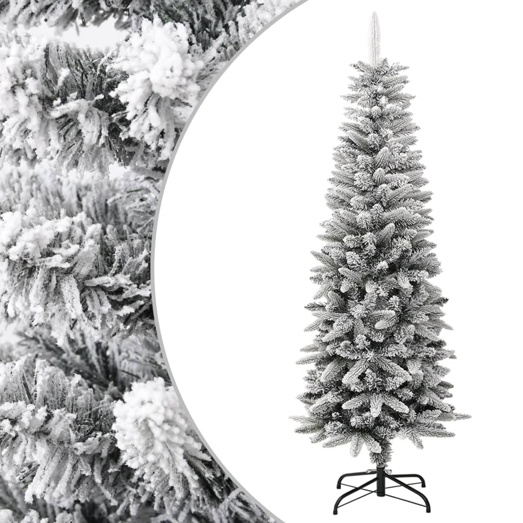 Artificial Slim Christmas Tree with Flocked Snow 5 ft PVC&PE