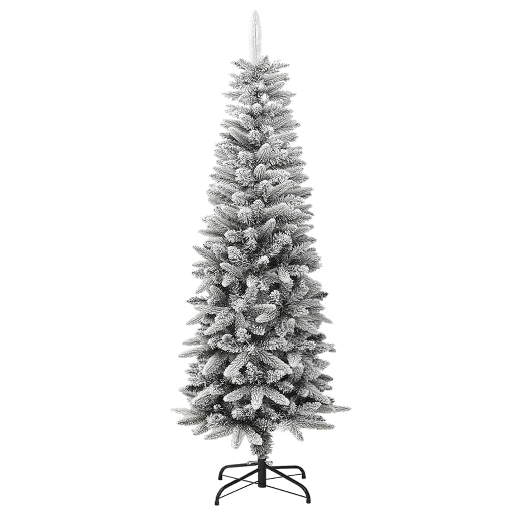 Artificial Slim Christmas Tree with Flocked Snow 5 ft PVC&PE