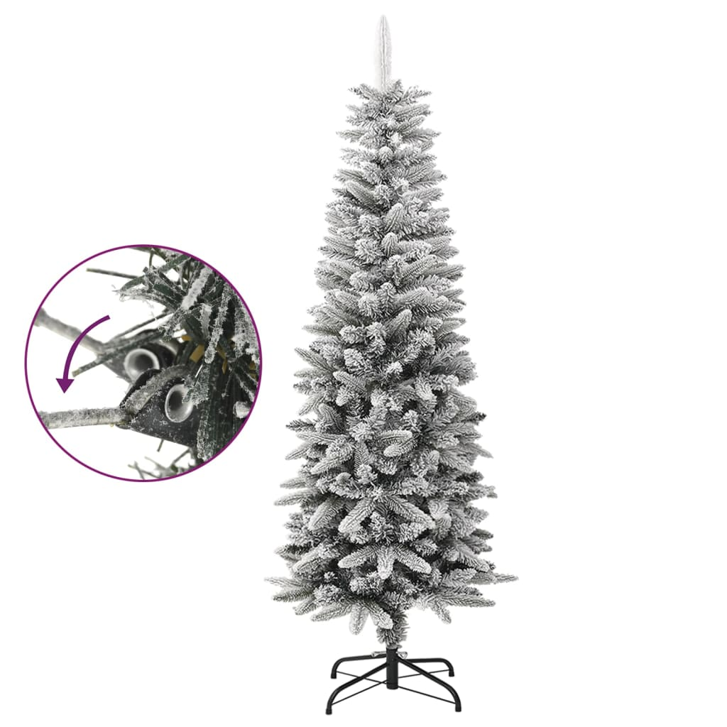 Artificial Slim Christmas Tree with Flocked Snow 5 ft PVC&PE