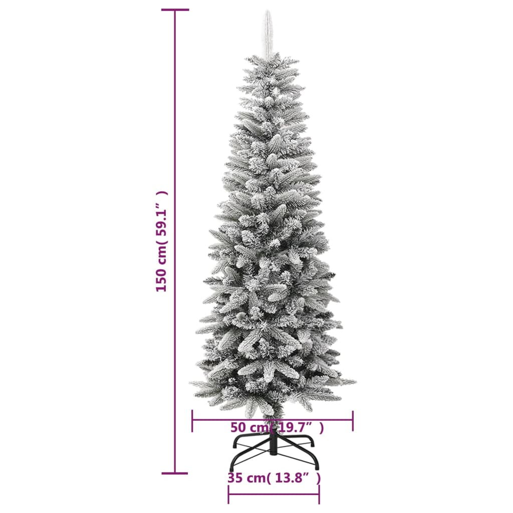 Artificial Slim Christmas Tree with Flocked Snow 5 ft PVC&PE