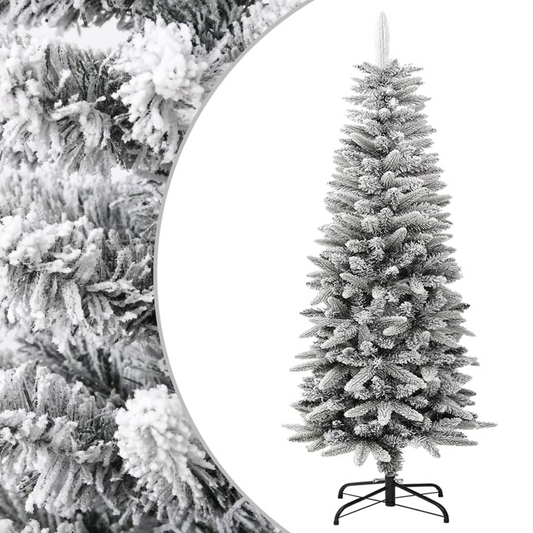 Artificial Slim Christmas Tree with Flocked Snow 4 ft PVC&PE