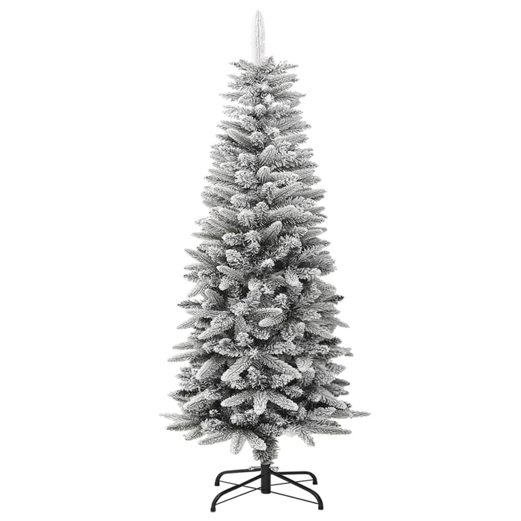 Artificial Slim Christmas Tree with Flocked Snow 4 ft PVC&PE