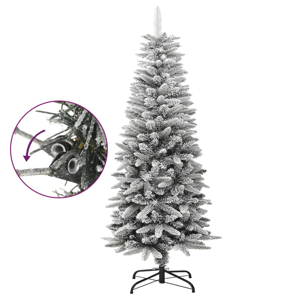 Artificial Slim Christmas Tree with Flocked Snow 4 ft PVC&PE