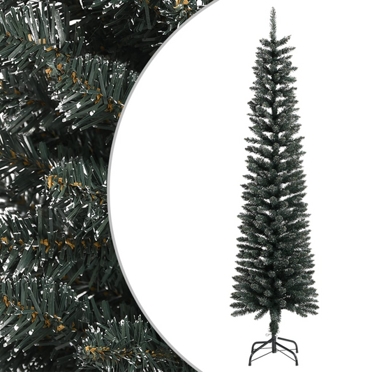 Artificial Slim Christmas Tree with Stand Green 7 ft PVC