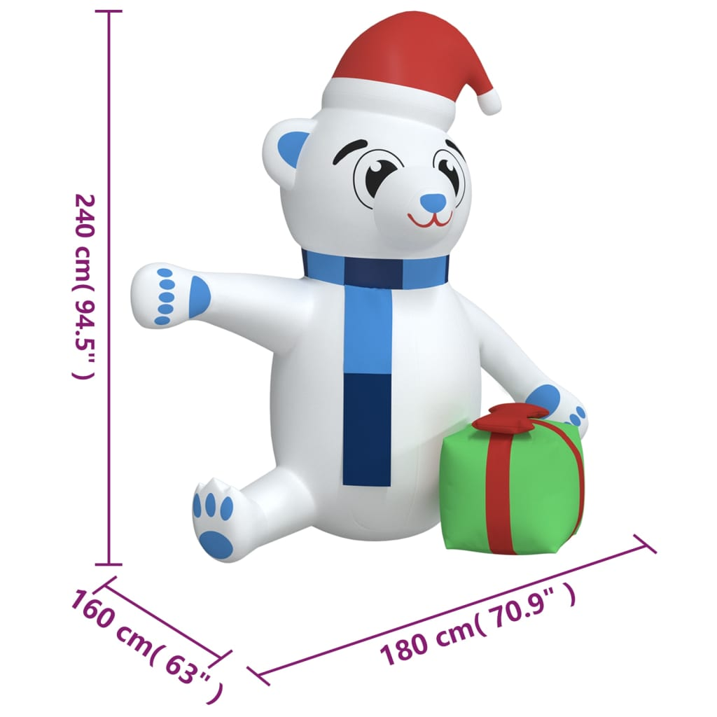 Christmas Inflatable Teddy Bear LED 94.5"