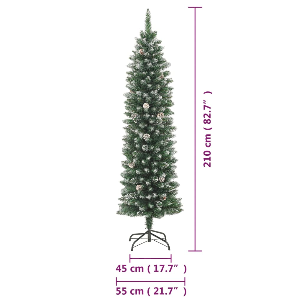 Artificial Slim Christmas Tree with Stand 7 ft PVC