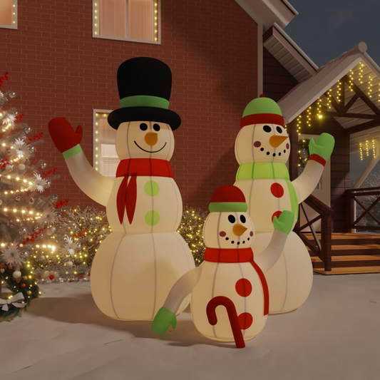 Inflatable Snowman Family with LEDs 12 ft