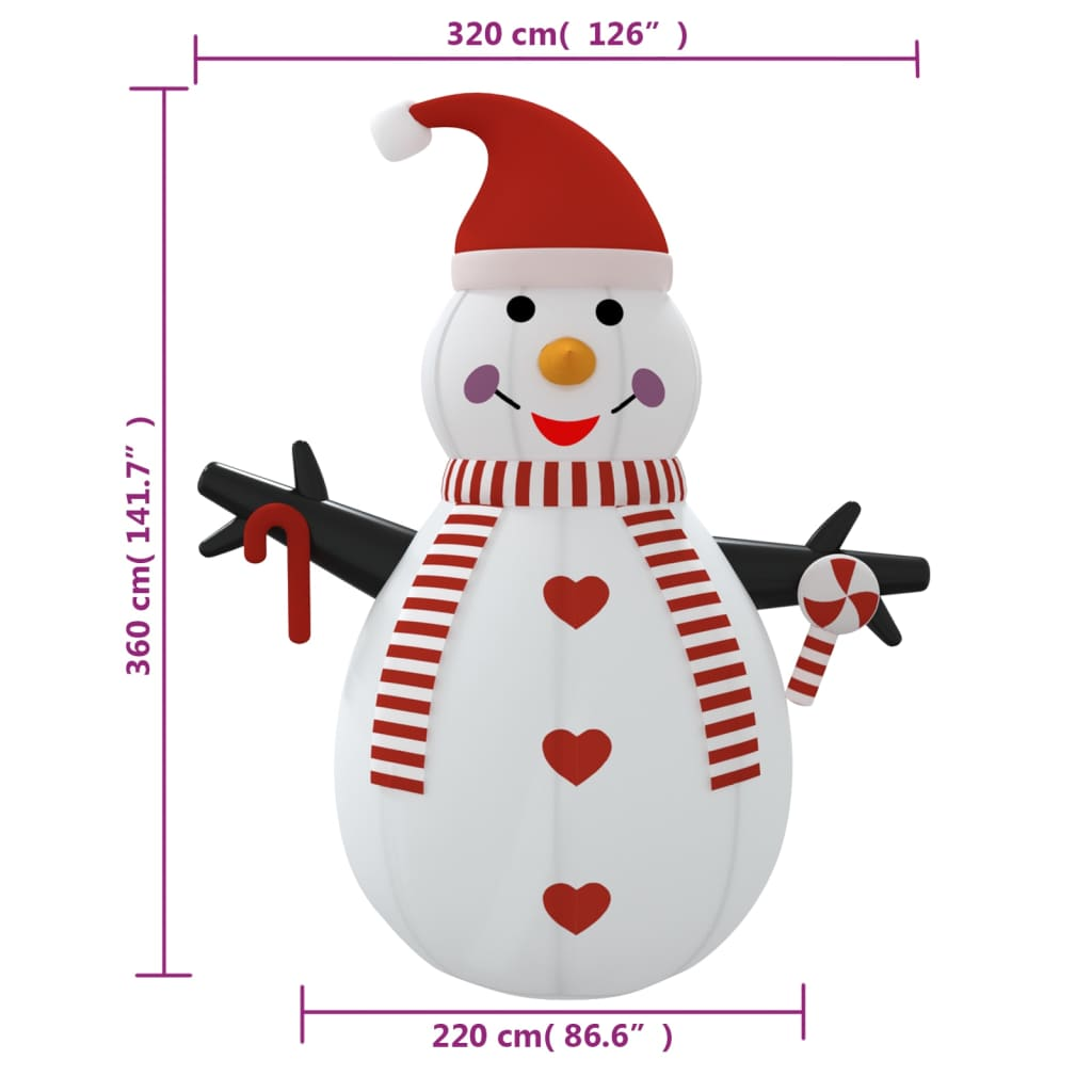 Inflatable Snowman with LEDs 12 ft