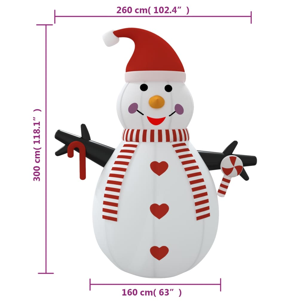 Inflatable Snowman with LEDs 10 ft