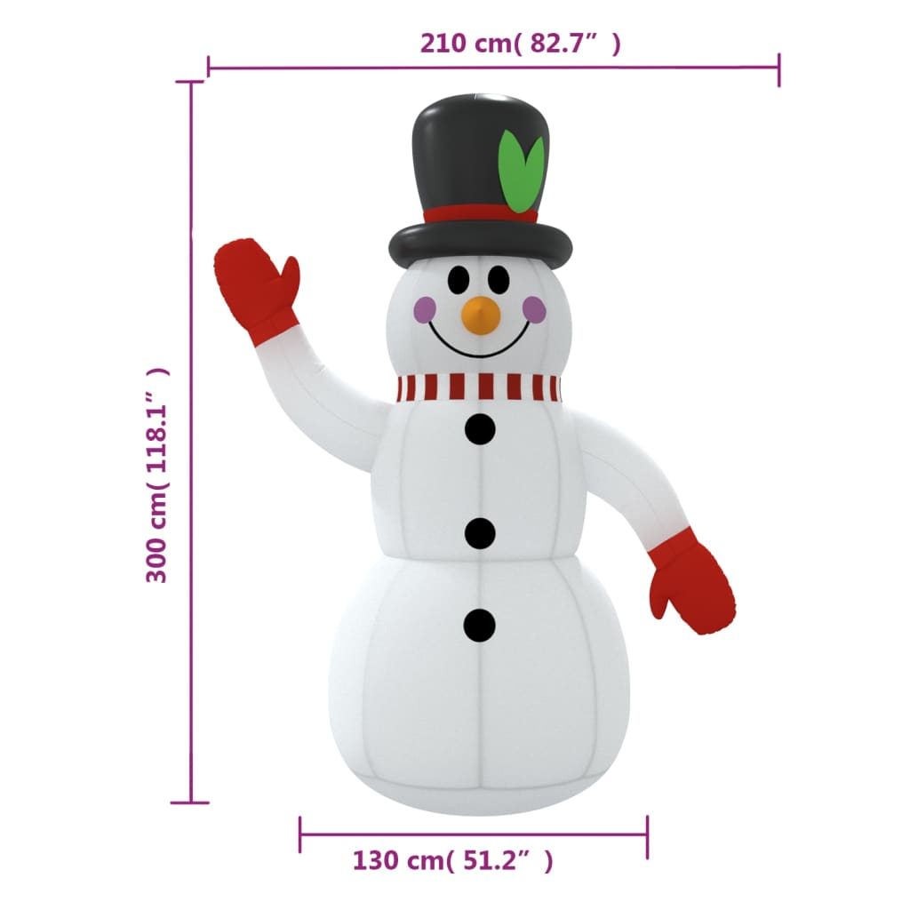 Inflatable Snowman with LEDs 10 ft