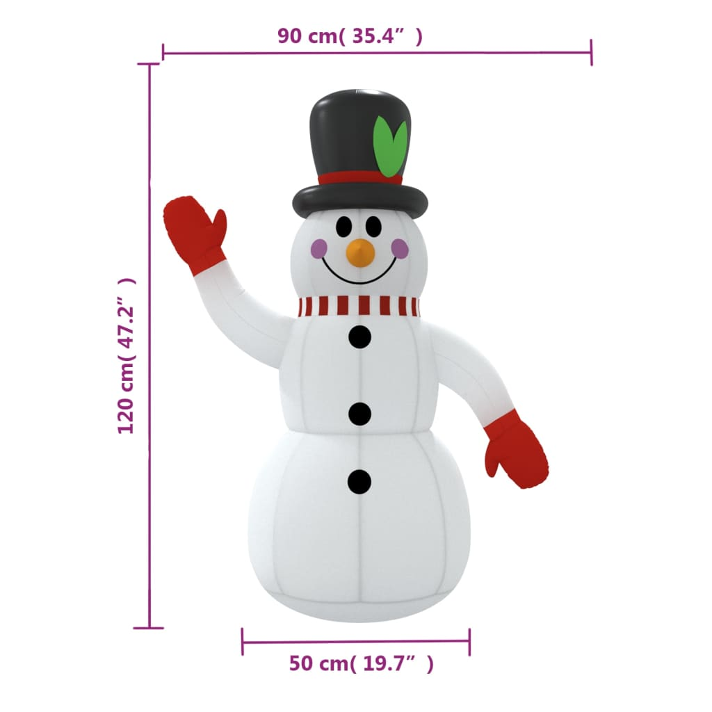 Inflatable Snowman with LEDs 4 ft