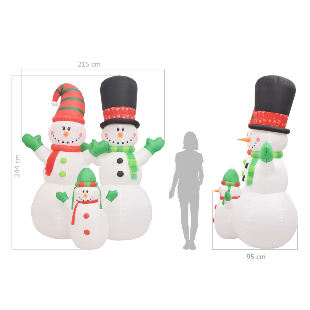 Inflatable Snowman Family with LEDs8 ft