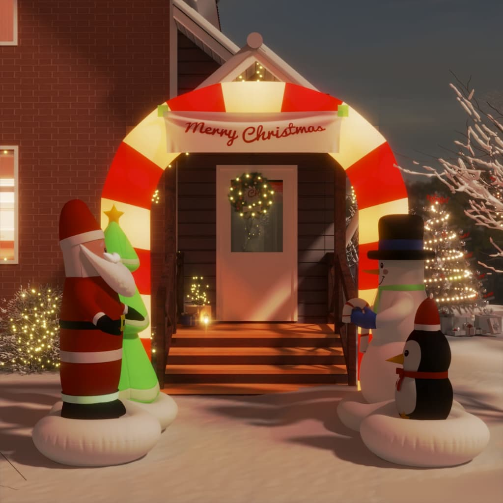 vidaXL Christmas Inflatable Santa & Snowman Arch Gate LED 102.4"