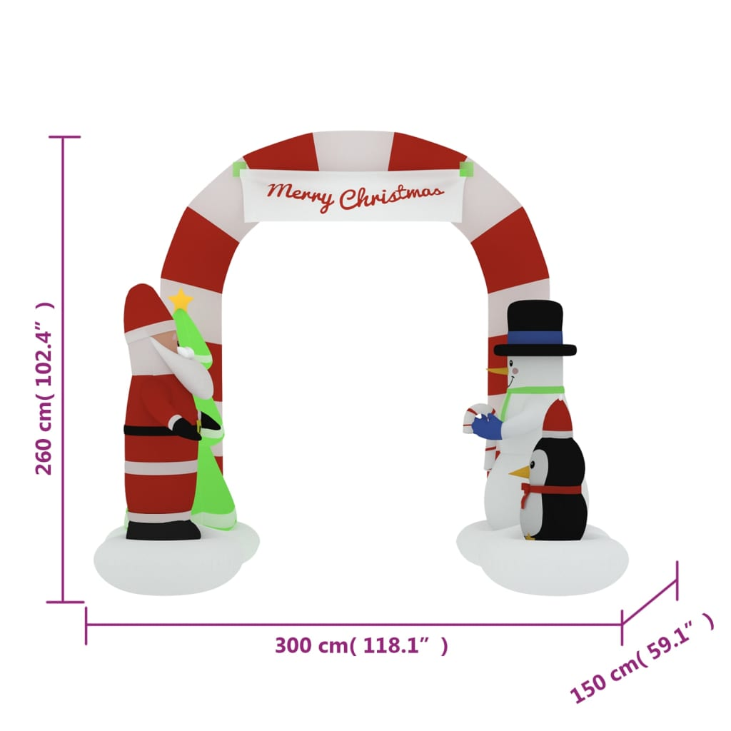 vidaXL Christmas Inflatable Santa & Snowman Arch Gate LED 102.4"