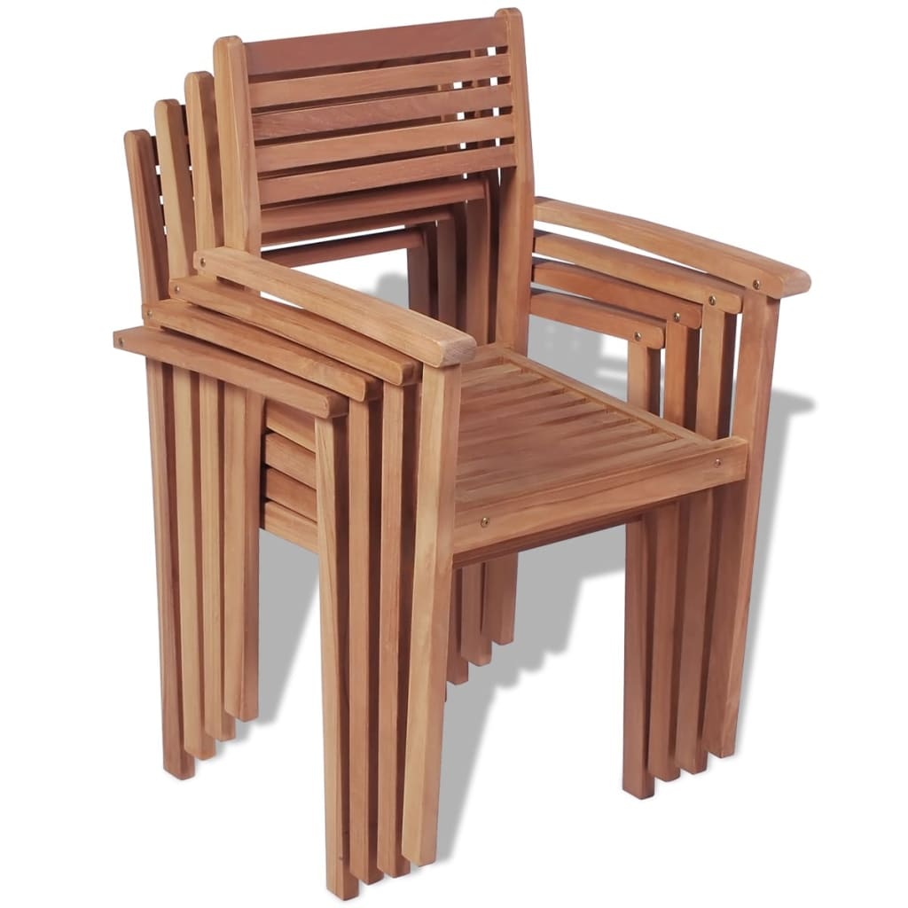 vidaXL Stackable Patio Chairs 4 pcs Solid Teak Wood