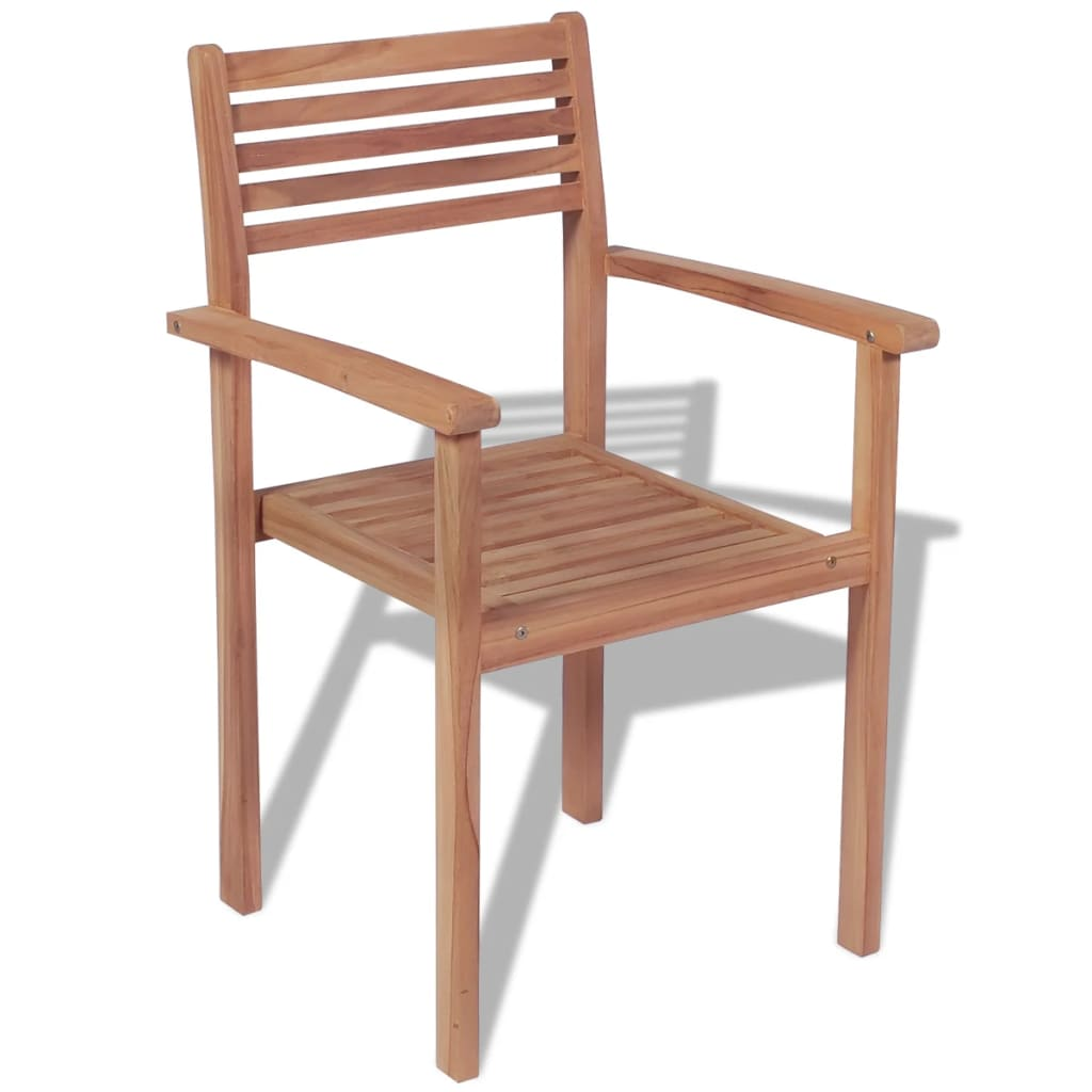 vidaXL Stackable Patio Chairs 4 pcs Solid Teak Wood