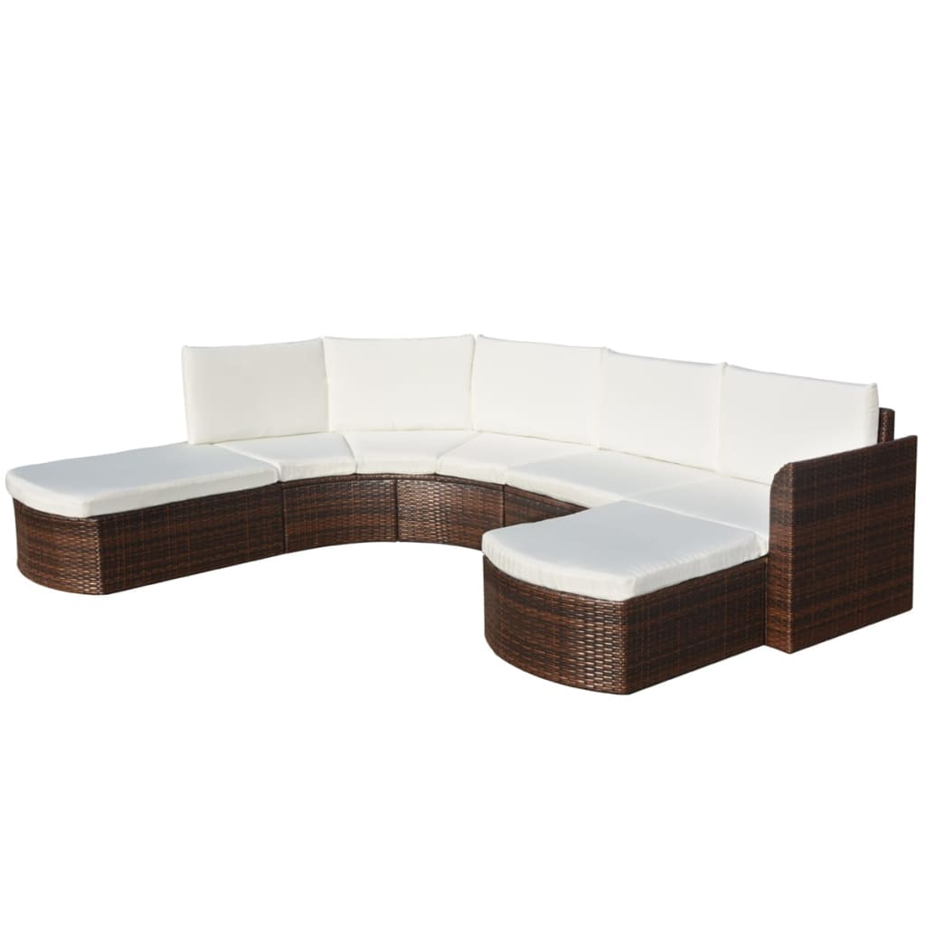 vidaXL 4 Piece Patio Lounge Set with Cushions Poly Rattan Brown