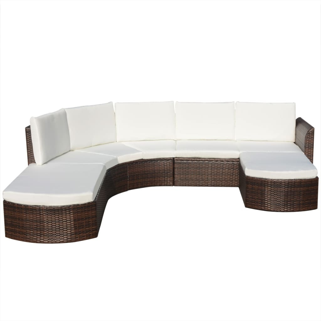 vidaXL 4 Piece Patio Lounge Set with Cushions Poly Rattan Brown