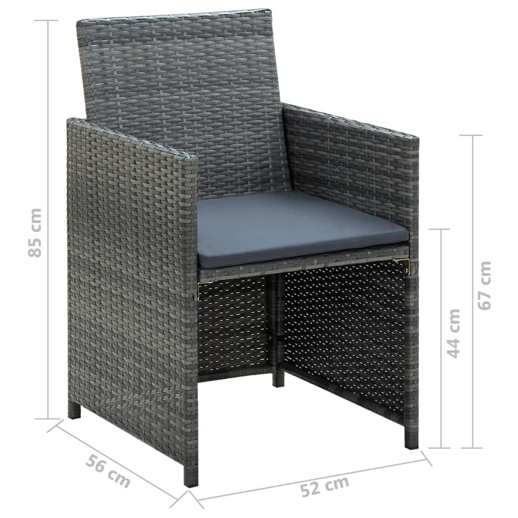 vidaXL 4 Piece Patio Lounge with Cushions Set Poly Rattan Gray