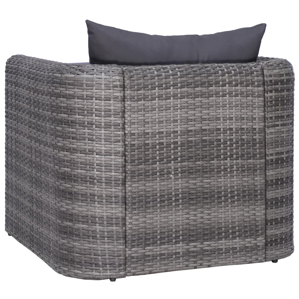 vidaXL Patio Chair with Cushion and Pillow Poly Rattan Gray