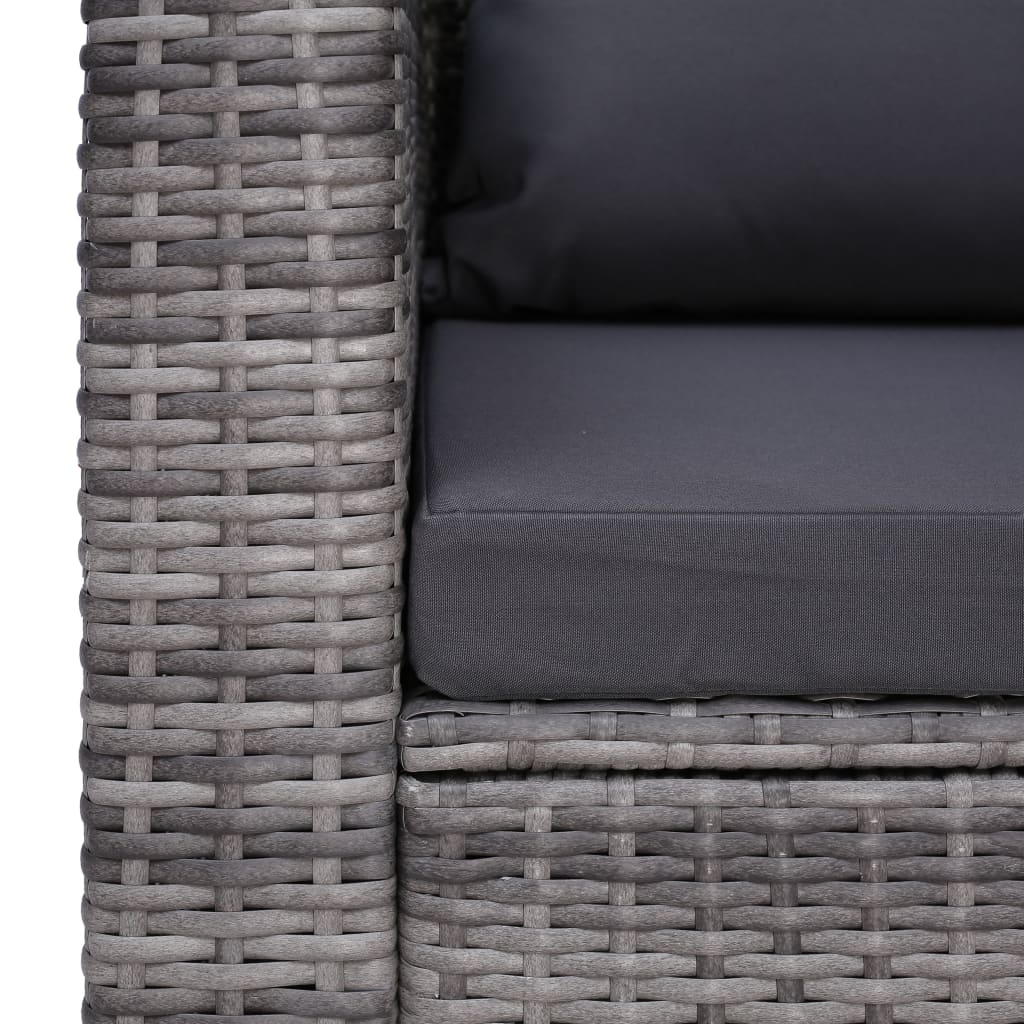 vidaXL Patio Chair with Cushion and Pillow Poly Rattan Gray