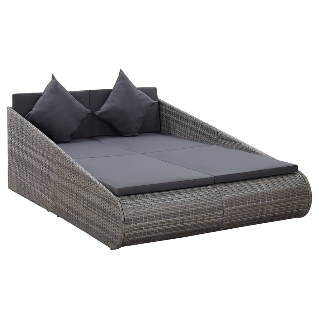 vidaXL Patio Bed Gray 43.3"x78.7" Poly Rattan