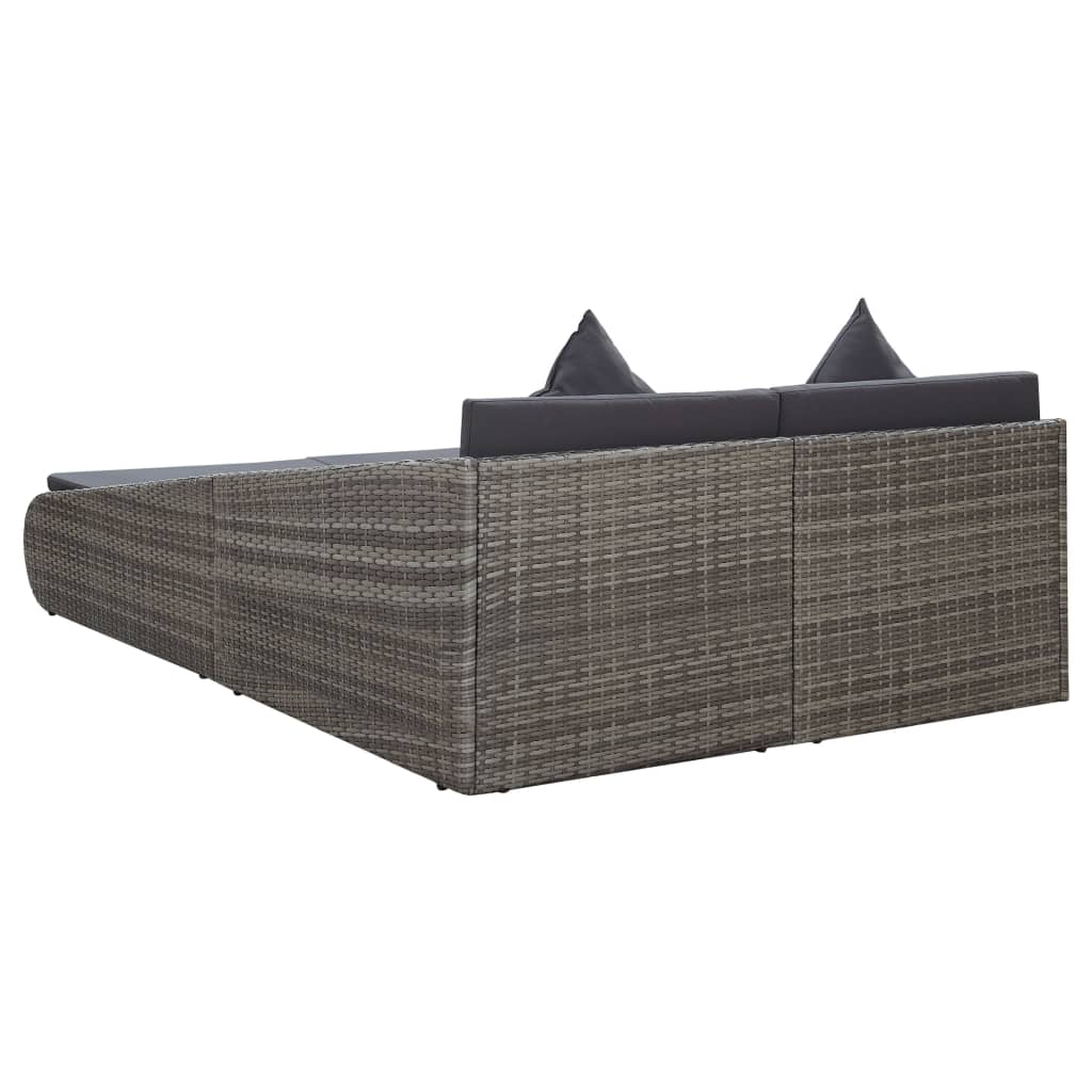 vidaXL Patio Bed Gray 43.3"x78.7" Poly Rattan